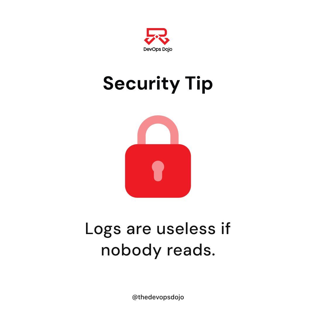 thedevopsdojo's tweet image. Logs don’t secure systems, people who review them do

#SecurityTip #DevOpsDojo #CyberSecurity #LogManagement #DevOpsCulture