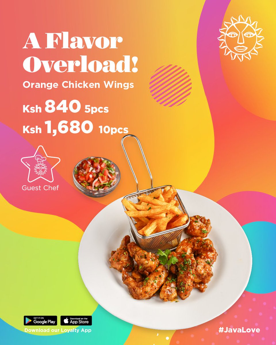 javahouseafrica's tweet image. You must try the Orange Zesty Chicken Wings from the Guest Chef menu Shawn Ngatia. Order now. #JavaLove