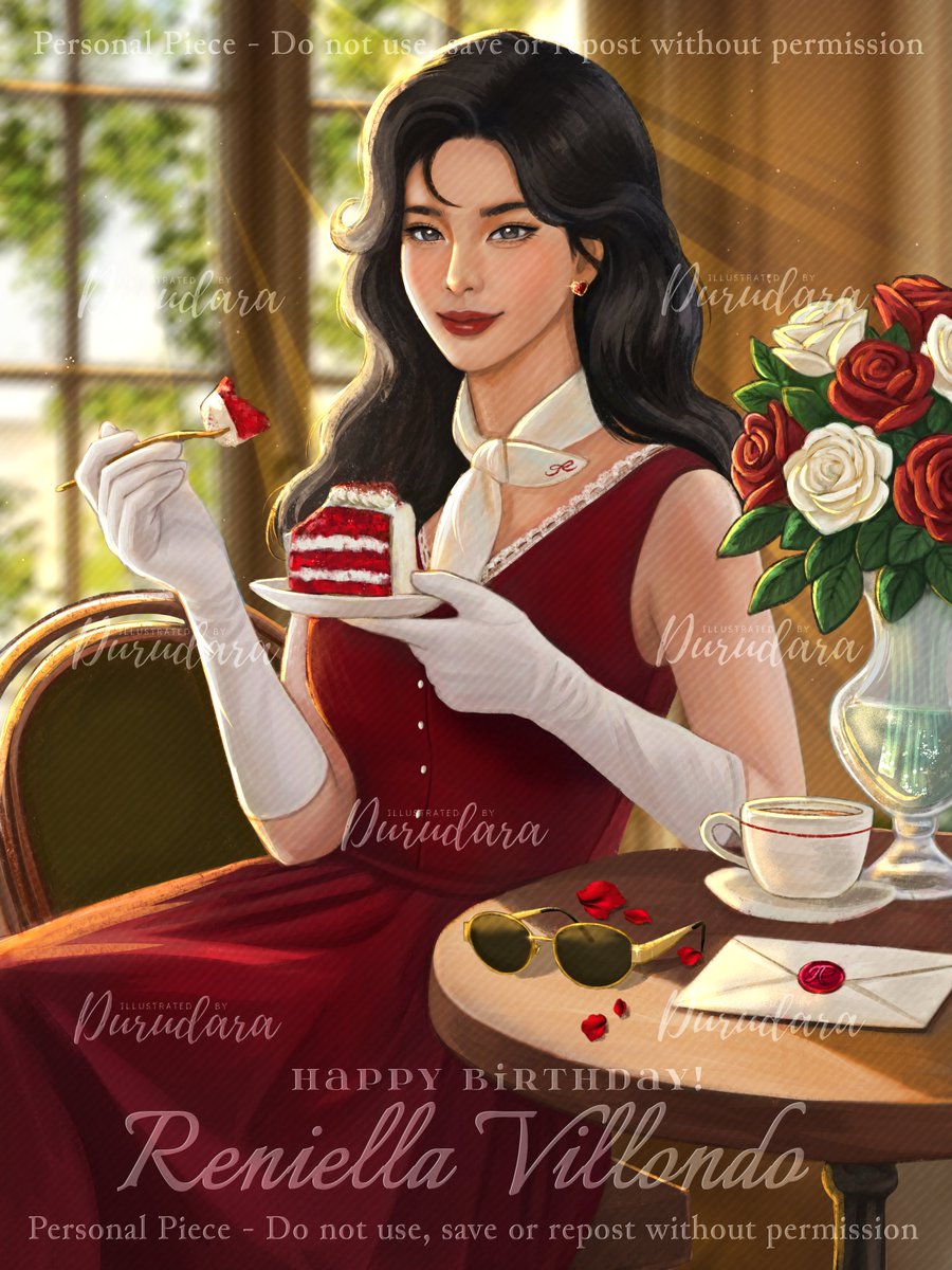 durudara's tweet image. Sweet Girl, Sweet Slice 🍰❤️

Happy Birthday for The Prettiest,
Reniella Villondo ✨️

Personal art by Durudara (me)
🌹🌹🌹
#NovembREI 
#TimelesslyThirtyThreeRGV 
#ReniellaAtTHRIVEtyThree