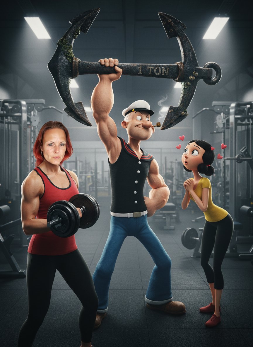 Shinebynous's tweet image. How to turn your photo into this with Nano Banana 

1. Open Nano Banana
2. Upload your Photo
3. Prompt:

Place the subject in a gym, holding a heavy dumbbell. Keep their face and body exactly as is.
The Comparison: The subject looks proud of their lift. Next to them, Popeye is…