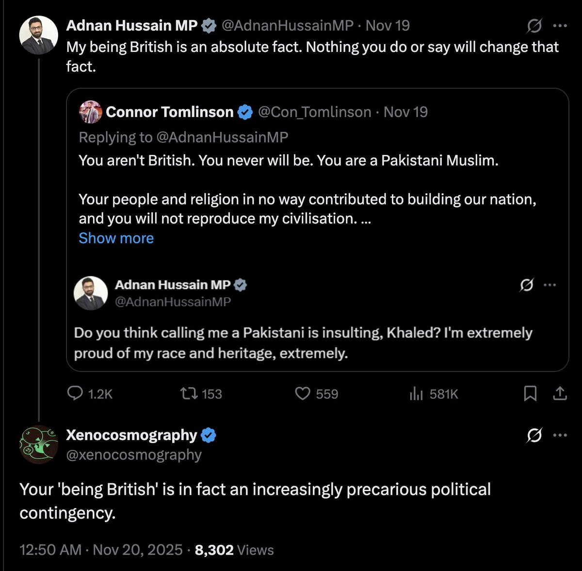 Adnan tiene razón, por supuesto: ser «británico» no tiene nada que ver con la raza, la herencia ni la autoidentificación