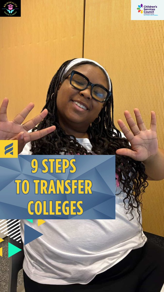 bridge2lifesfl's tweet image. Here are 9 simple steps to make your college transfer journey smooth and stress-free! 💫 
Read Article by @payingforschool Here: bit.ly/HowtoTransferC…
@CSCBroward
@BrowardEdFound @browardschools @bridge2lifesfl
#CollegeTransfer #StudentTips
Created by DCC Jayla Clement