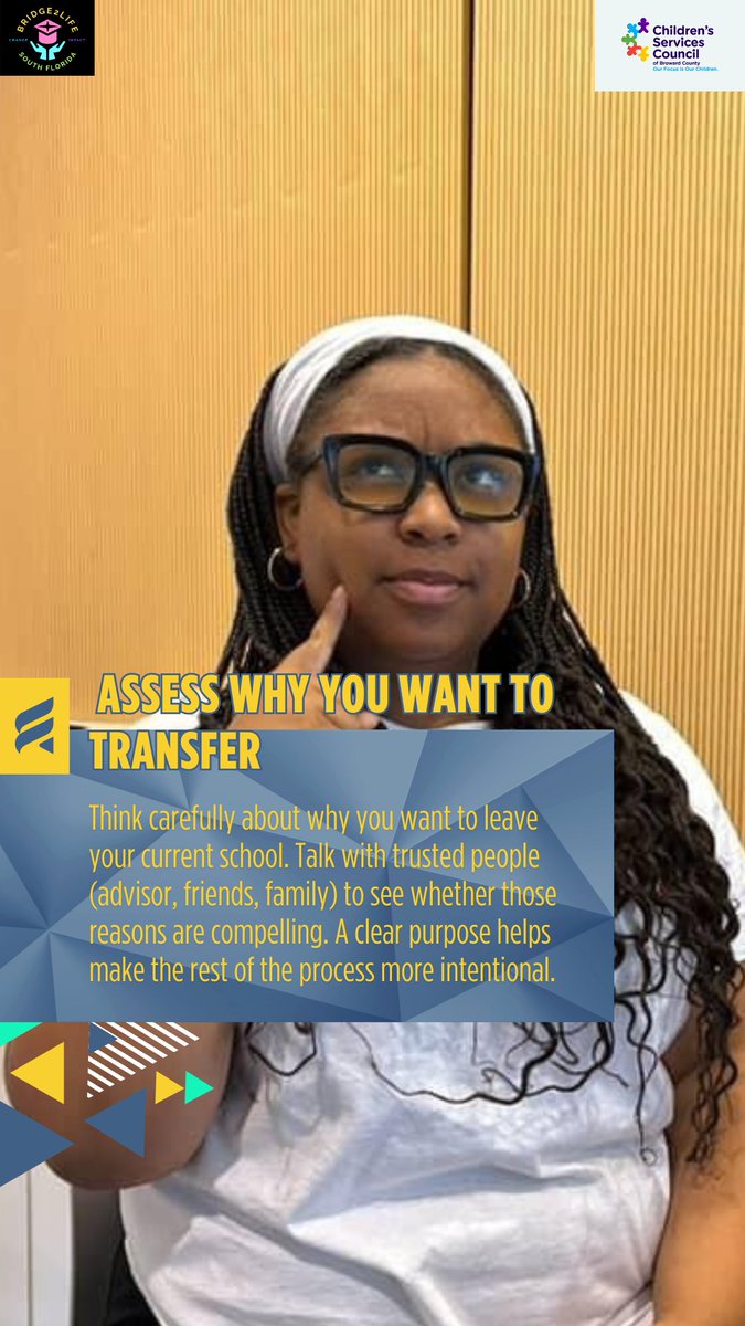 bridge2lifesfl's tweet image. Here are 9 simple steps to make your college transfer journey smooth and stress-free! 💫 
Read Article by @payingforschool Here: bit.ly/HowtoTransferC…
@CSCBroward
@BrowardEdFound @browardschools @bridge2lifesfl
#CollegeTransfer #StudentTips
Created by DCC Jayla Clement