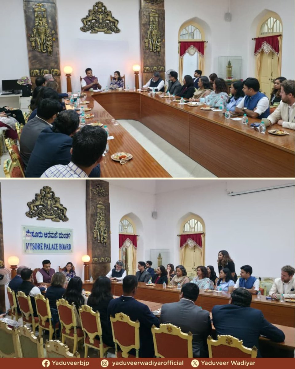 ಇಂದು ಮೈಸೂರು ಅರಮನೆಯಲ್ಲಿ ಅಮೆರಿಕ-ಭಾರತ ವ್ಯಾಪಾರ ಮಂಡಳಿ (USIBC) ನಿಯೋಗದೊಂದಿಗೆ ಸಭೆ ನಡೆಸಿ ಕರ್ನಾಟಕದ ತಂತ್ರಜ್ಞಾನ, ಸೈಬರ್ ಭದ್ರತೆ, ಅರೆವಾಹಕಗಳು ಮತ್ತು ಉದಯೋನ್ಮುಖ ಡಿಜಿಟಲ್ ವಲಯಗಳಲ್ಲಿ ಮುಂದಿನ ಪ್ರಮುಖ ಕೇಂದ್ರವಾಗಿ ಬೆಳೆಯುತ್ತಿರುವ ಮೈಸೂರಿನ  ಪಾತ್ರದ ಕುರಿತು ಚರ್ಚೆ ನಡೆಸಲಾಯಿತು.

ಕೈಗಾರಿಕಾ ಮುಖಂಡರು ಮತ್ತು ಜಾಗತಿಕ