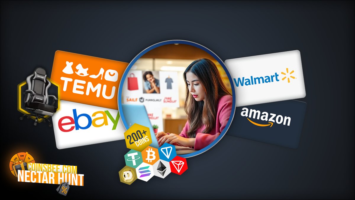 🖤 #BlackFriday is almost here - brands are already dropping huge  discounts! Shop #Amazon, #Walmart, #Temu & more gift cards with crypto on  #CoinsBee. 🎡 Spin the Nectar wheel daily, win up