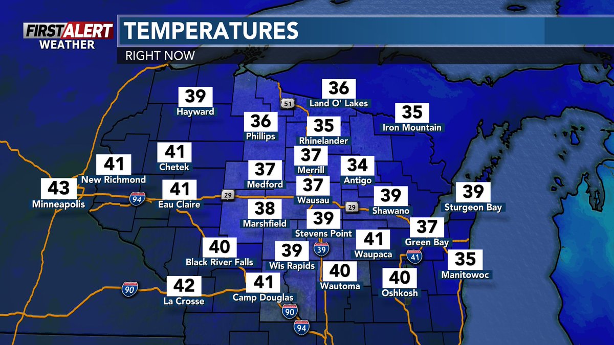 WxSpencerFurman's tweet image. [6:05 AM Thursday]- While we do have morning fog once again as well as some morning showers, it&apos;s also MUCH warmer Thursday morning than it was Wednesday morning.

#wiwx #wsawwx #FirstAlertWeather

STORY: wsaw.com/2025/11/20/mor…