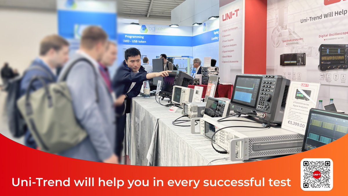 UniTrend_Europe's tweet image. UNI-T at Productronica ⚡
We’re showcasing our latest test &amp;amp; measurement gear at Productronica!
Our engineers are ready to meet you, talk tech, and explore new partnerships.
📍 Booth A1.235 — come say hi!
🔴 Power with UNI-T
#Productronica #UniT #TestAndMeasurement #Engineering…