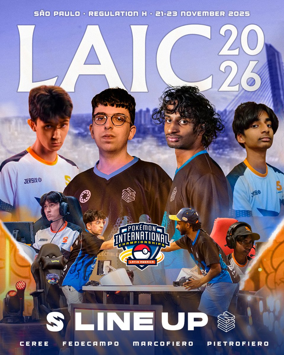 IlServerVGC's tweet photo. ⚡São Paulo Latin America International Championships starts tomorrow! Here are our players looking to reclaim the trophy

@cereevgc @FedeCampoVGC @marc0fier0 @pietrofieroVGC (Senior division)⚡️

@NOVOEsports https://t.co/wCQClz9K6T