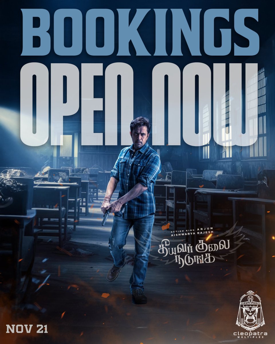 CleopatraMultip's tweet photo. Action King #Arjun is back with a bang! #TheeyavarkulaiNadunga hits screens from tomorrow bookings now open at Cleopatra Multiplex!

@off_dir_Dinesh @BA_THE_MUSIC @gsartsoffl #GArulkumar @logu_npks @praveenraja0505 #AbhiramiVenkat @thangadurai123 @dineshashok_13 @zeemusicsouth https://t.co/zJZSYxEyP8
