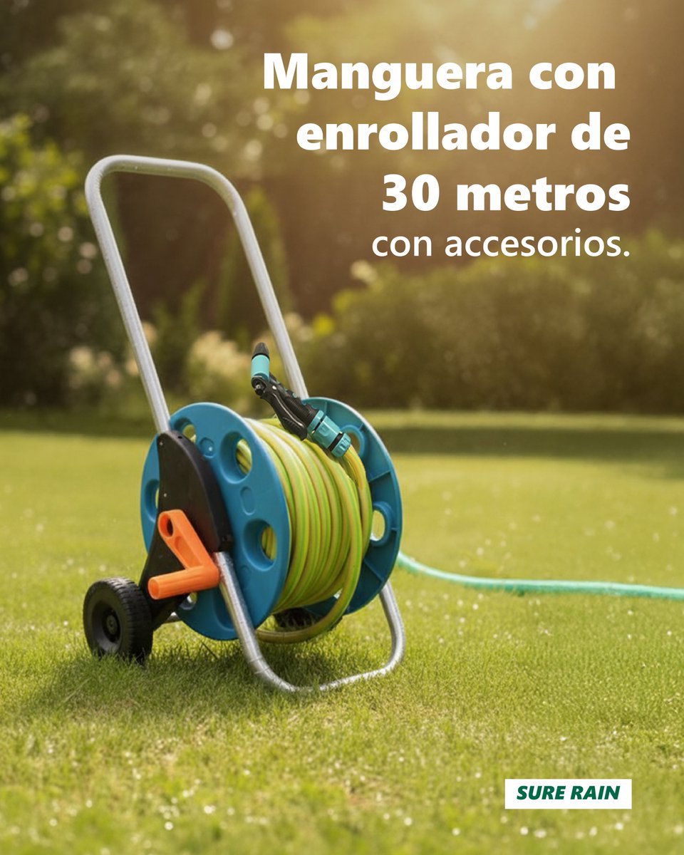 SureRain's tweet image. Conocé la Línea PROSPER💧 

. Modelo Compacto (10 m): Ideal para departamentos y balcones.
. Mediana Capacidad (15 y 20 m): Los favoritos del mercado para cubrir la demanda estándar de jardines residenciales.
. Carro de Alta Capacidad (30 m): Nuestra opción grandes superficies.