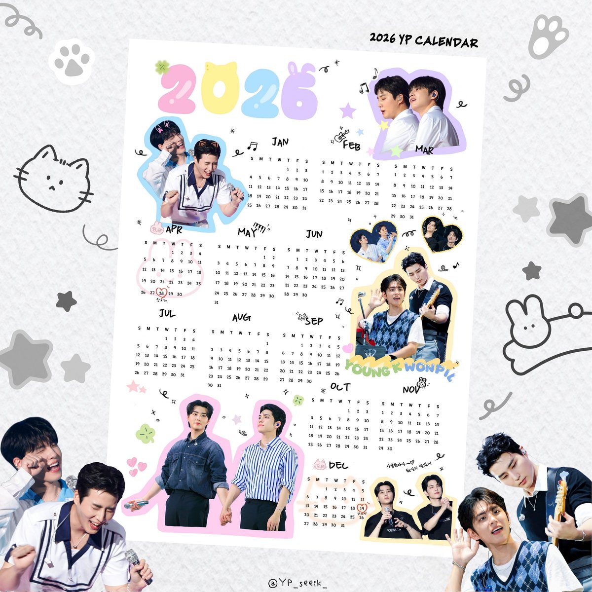 2026 YP CALENDAR ₊˚🦊🐰❤️ (쉬폰 ver.)
영필 키스 기원 겸, 미역국 맞이 겸, 듀스 홍콩픽 지지겸.

소장용으로 뽑은 yp 연력 #rt 추첨 두분께 드립니다 ෆ
(국내주소지 한정)