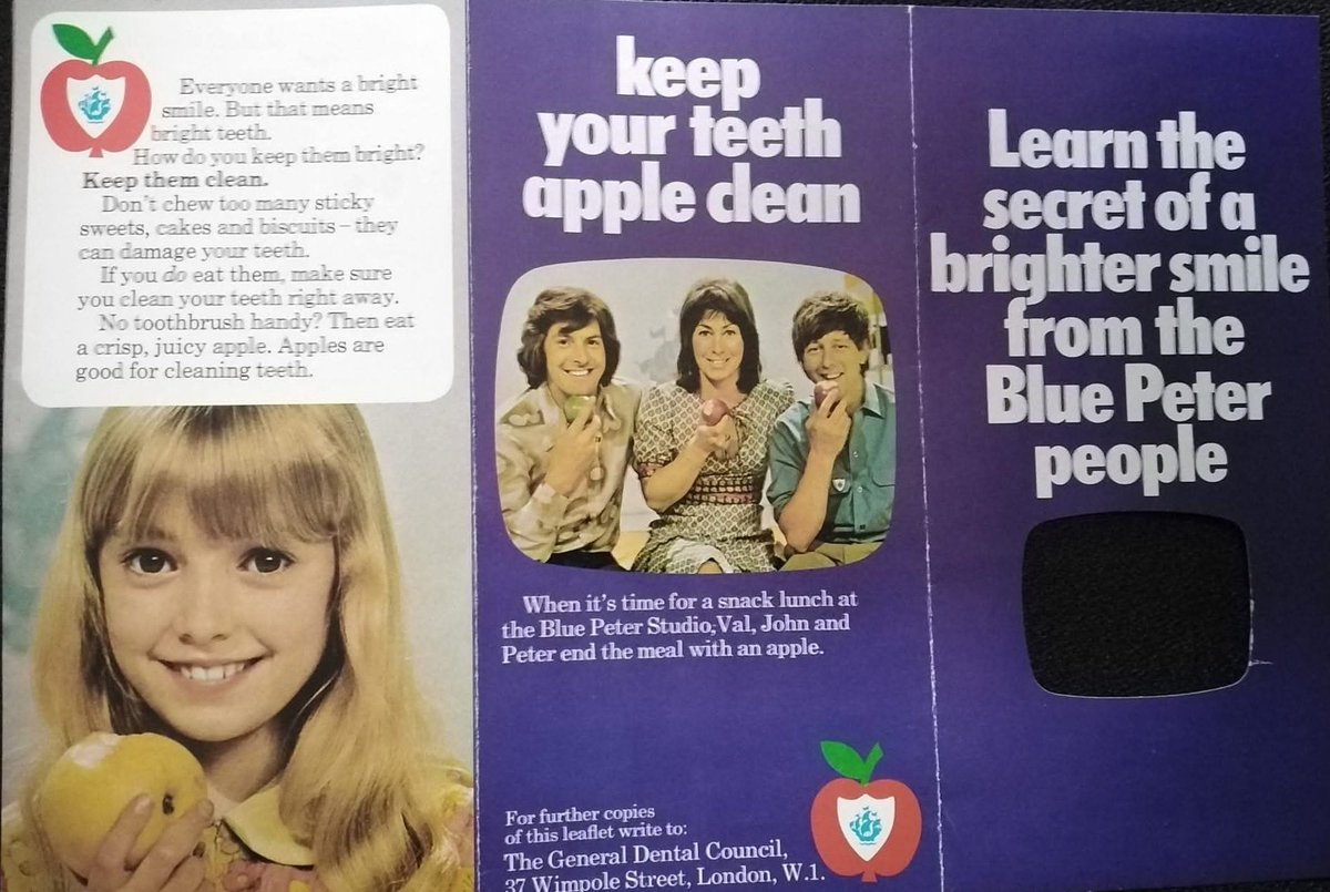 BluePeterHub's tweet image. A Blue Peter dentists booklet, likely 1970-71
