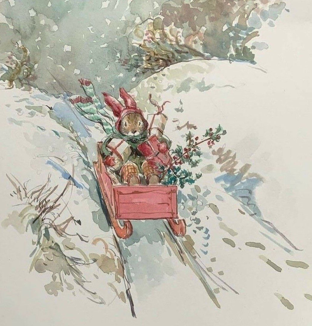 dreamyyarchive's tweet image. pretty vintage winter arts by susan wheeler ❄️🎄🐰