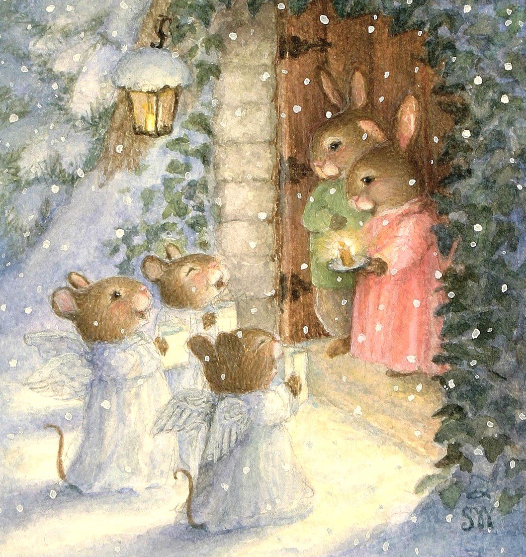 dreamyyarchive's tweet image. pretty vintage winter arts by susan wheeler ❄️🎄🐰