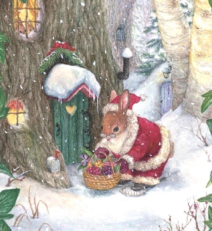 dreamyyarchive's tweet image. pretty vintage winter arts by susan wheeler ❄️🎄🐰