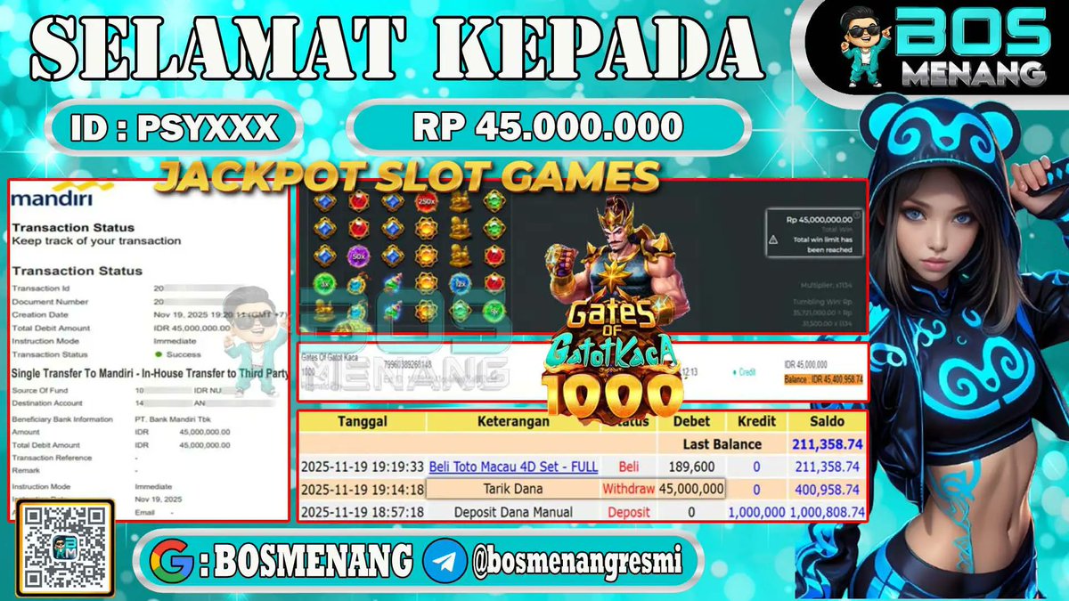 bosmenang88's tweet photo. BOSMENANG ~ Situs Favorit Gaming Online Para Bos Menang

💥Minimal Deposit : Rp 10.000

✨DAFTAR: https://t.co/kpaHCH0hvT
Agen Gaming Online Terpercaya
Anda Hokky! Kami bayar, Bossku....

#bosmenang #NVIDIA #semenpadang #sinarmas #Blueming24thJunseo #buktijackpot #Semeru https://t.co/0o5D6wtsRB