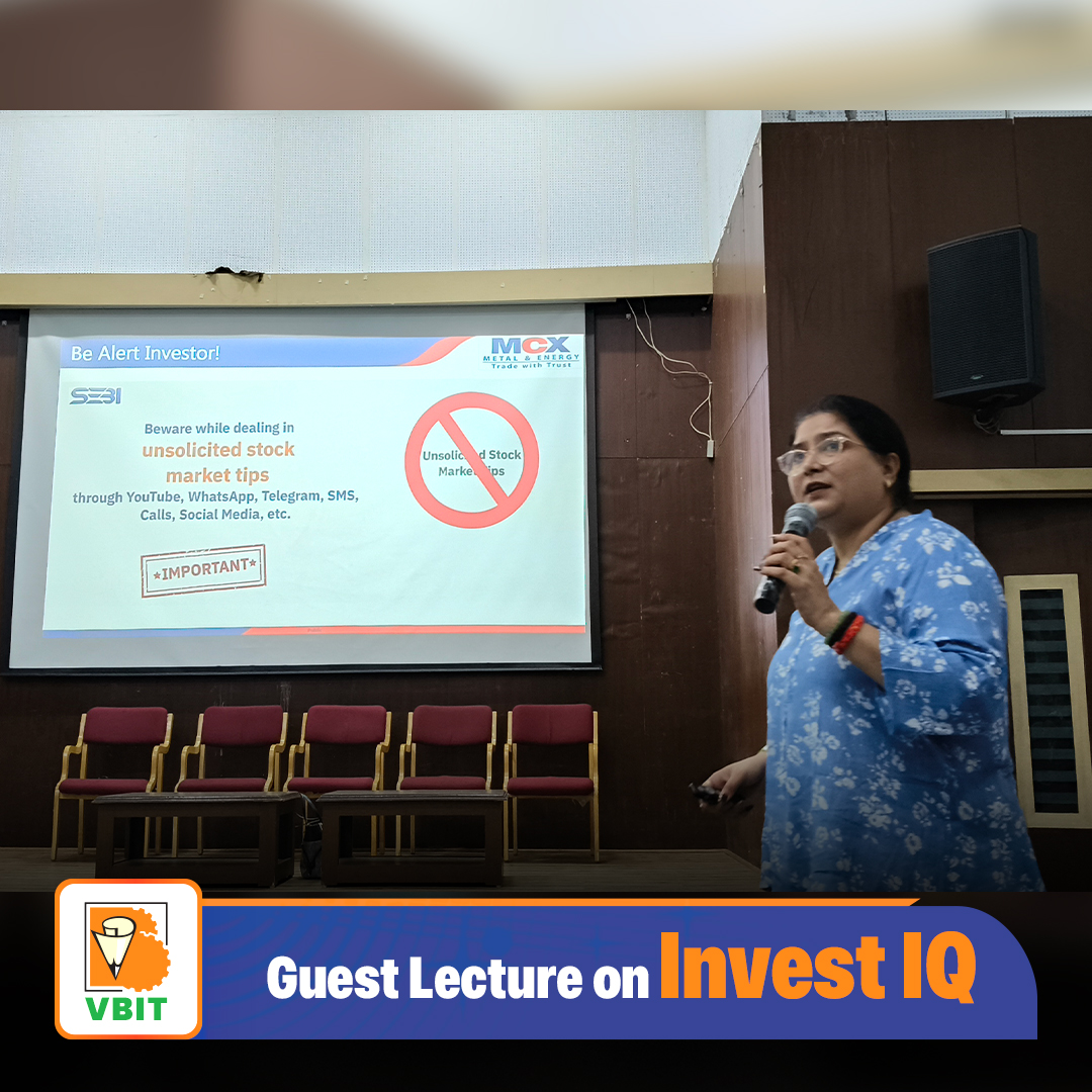 VBITHYD's tweet image. The Department of Computer Science and Business Systems (CSBS) organized an insightful Guest Lecture on Invest IQ on 18th November, 2025.

#VBIT #CSBS #GuestLecture #InvestIQ #FinancialLiteracy #SEBITrainer #SmartInvesting #StudentDevelopment #FutureReady #TechAndBusiness
