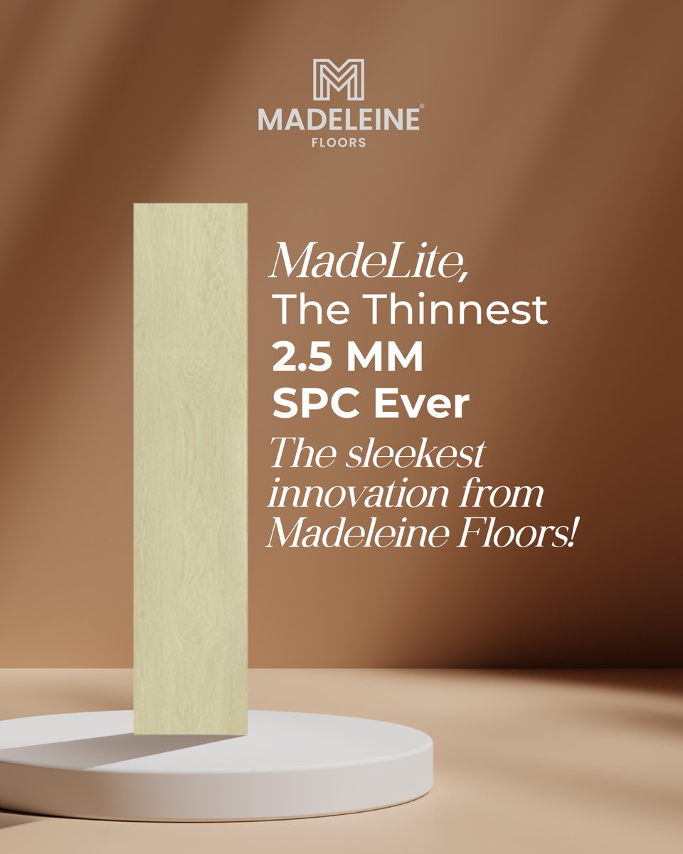 Madeleinefloors's tweet photo. A floor that’s lighter than you think and stronger than you’d believe.

The MadeLite 2.5mm SPC floor is sleek, resilient, and engineered for modern spaces that demand both style and simplicity. 

Because true innovation doesn’t add bulk, it removes it.

#MadeleineFloors #MadeLite https://t.co/b4bQjoYLA8