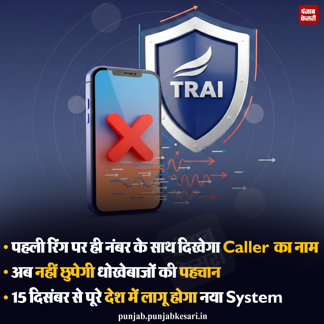 KesariPunjab's tweet image. SPAM Calls के चलते TRAI का बड़ा फैसला
अपने परिवार और दोस्तों को इस जरूरी नियम के बारे में बताने के लिए SHARE करें

#BreakingNews #TRAI #SpamCalls #FraudAlert #CallerID #DigitalIndia #Telecom #OnlineSafety #15December #TechNews #NewRule #CyberSecurity #PunjabKesari