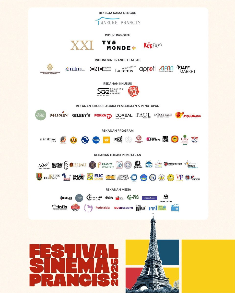 ✨ Malam Pembukaan #FestivalSinemaPrancis 2025! ✨

Tahun ini dibuka dengan film 13 jours, 13 nuits, thriller dari kisah nyata evakuasi Kedutaan Prancis di Kabul, 2021 🎬

🗓 21 November 2025
⏰ 17.30 WIB
📍 Cinema XXI – Djakarta Theater

🔗 bit.ly/OpeningFSP2025