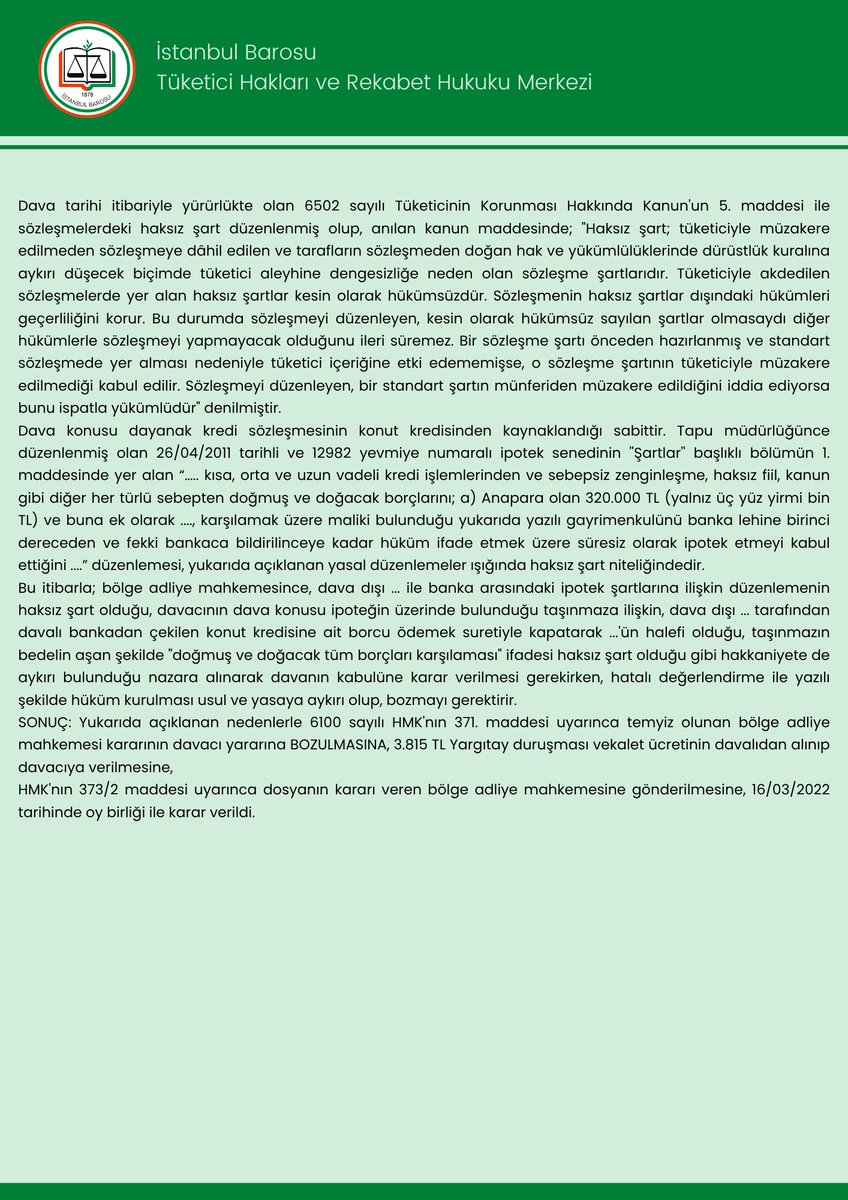 Tüketici Hakları ve Rekabet Hukuku Merkezi tweet media