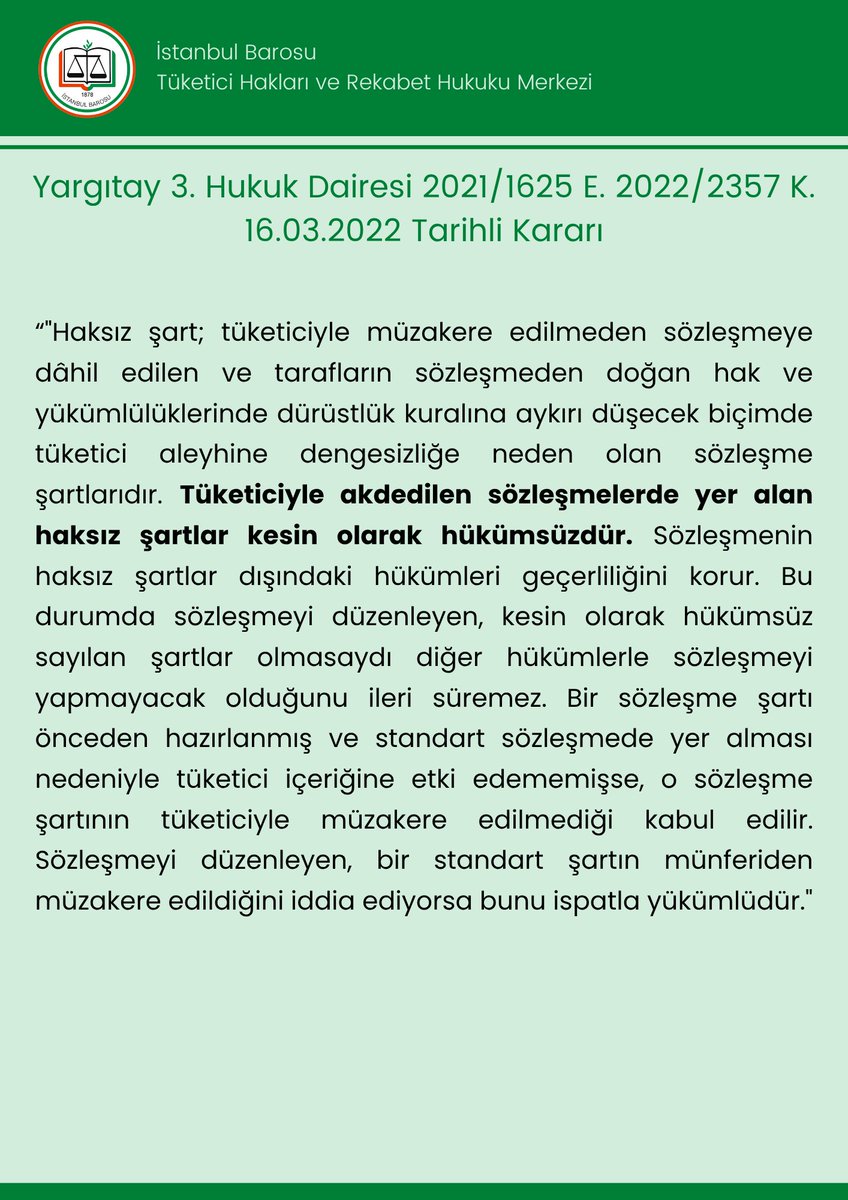 Tüketici Hakları ve Rekabet Hukuku Merkezi tweet media