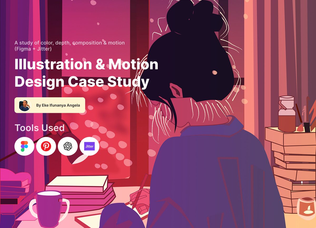 AngelaI866's tweet image. 🚀 My Bootcamp illustration project case study is live!
3 scenes. Figma + Jitter. Motion + storytelling.

Check it out 👉 behance.net/gallery/238953…

@devanddesignhq @Joe_brendan_ @LindaJo0812 @twitVickyHills @Khlaseek_dsgner 

#Devdesign #Illustration #motiondesign