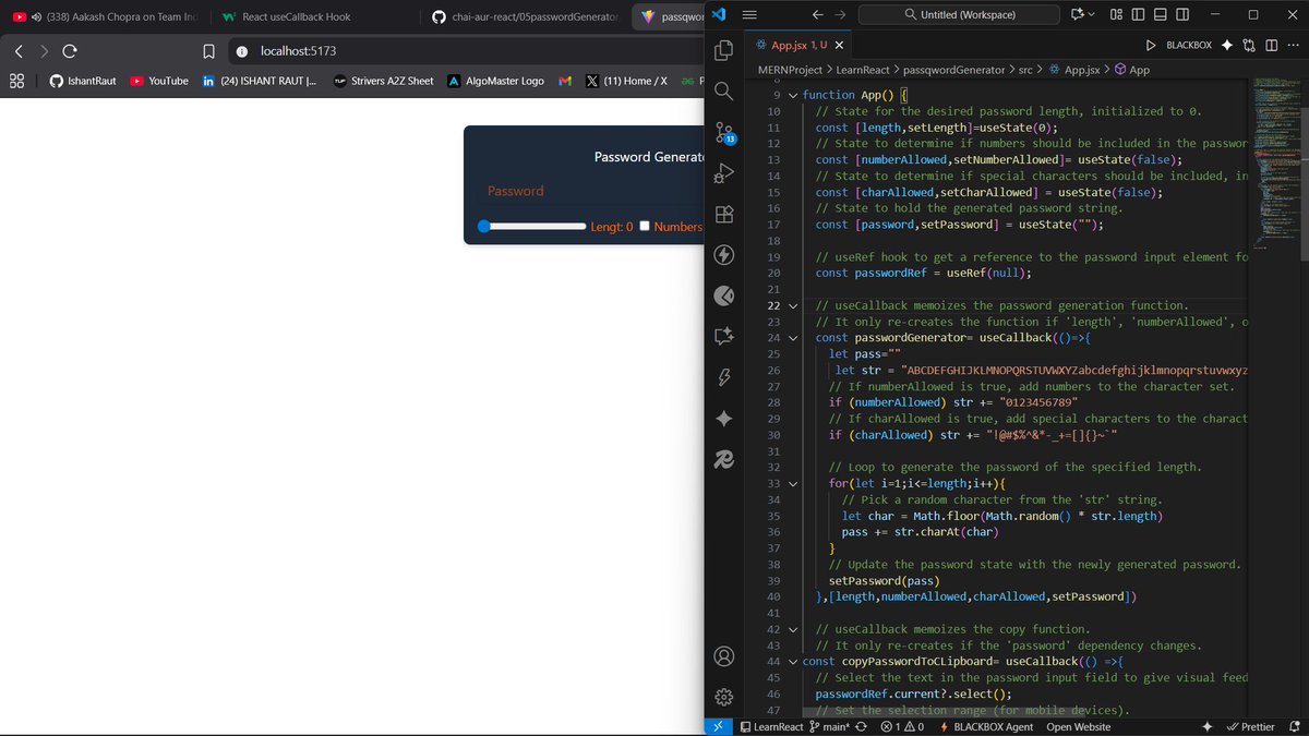 IshantRaut3's tweet photo. Day 13βοΈToday I Have created Two Project 1. Password Generator 2. Currency Convertor In this I have used Concept like UseEffect, UseCallback,UseRef. #WebDevelopment #ReactJS #100DaysOfCode #React #frontenddevelopers #Development #LearnInPublic #TUFWinterArc https://t.co/EwWJv00iQQ