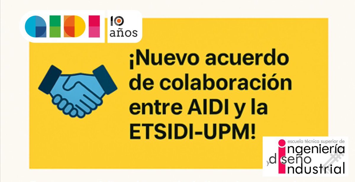 ETSIDI_UPM's tweet image. 🤝 Nuevo acuerdo entre AIDI y ETSIDI-UPM. Un paso más para impulsar proyectos formativos, diseño, innovación y transferencia de conocimiento.
Seguimos creando oportunidades para estudiantes, profesionales y la comunidad AIDI. ¡Gracias a @aidi_aso  por la confianza! 💡🚀
#somosUPM