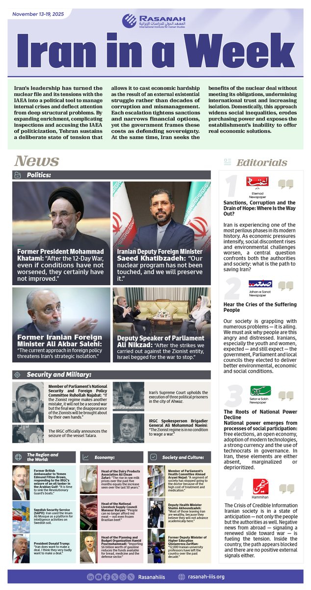 rasanahiiis's tweet image. Infographic | This week’s takeaways from the #Iranian press. #IranInAWeek