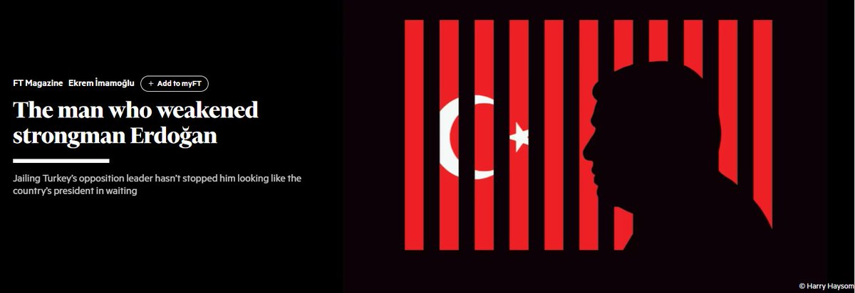 Financial Times (İngiltere):

Güçlü adam Erdoğan'ı zayıflatan adam ⚖️

🔹 Ekrem İmamoğlu’nun tutuklanması, Türkiye’nin “yarı-demokrasiden tam otokrasiye” geçtiği an olarak değerlendirildi. 🚨

🔹 FT yazarı, İmamoğlu’nun uzun vadede “ülkenin yeni başkanı olmaya en yakın isim”