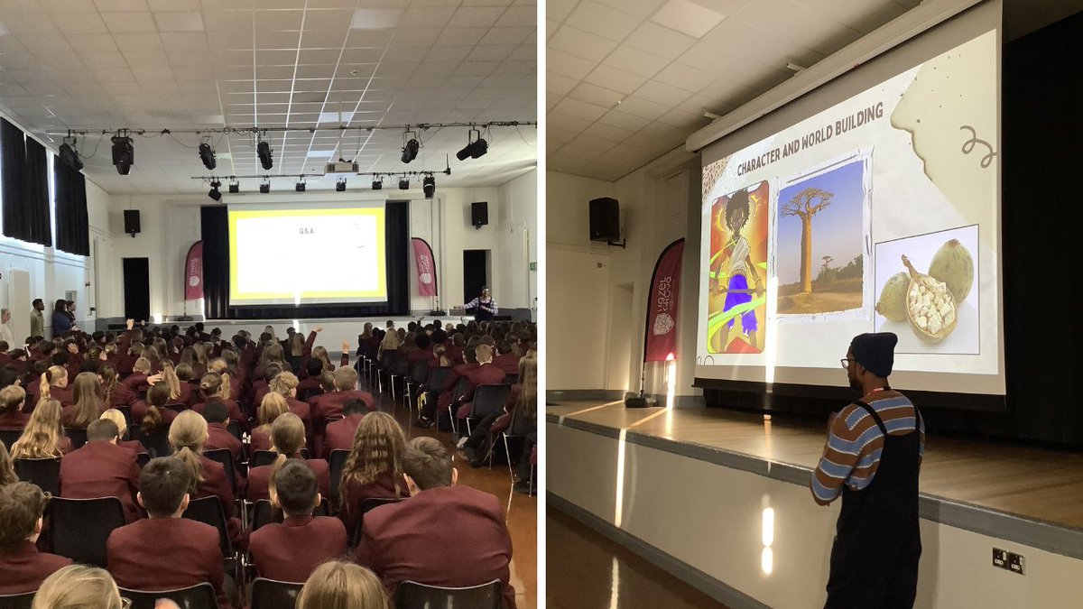 Booktrust's tweet photo. Year 7 at Hazel Grove High School (@H_G_H_S) had a treat this week when author @ashley__thorpe paid them a visit!
Hazel Grove won the visit after taking part in #MyBookbuzz this year - register your interest for next year here:
https://t.co/oP7HXFQbpm https://t.co/dii5WaB00T