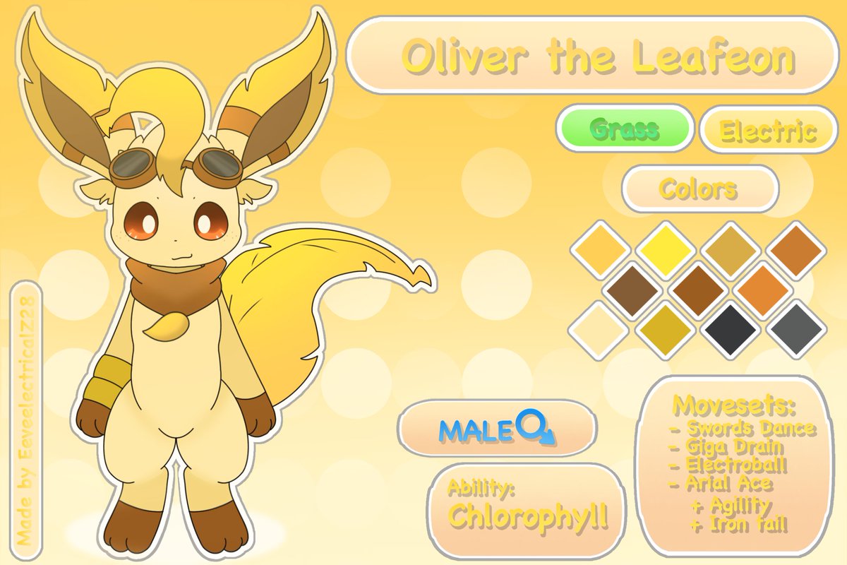 ElectricalZ28's tweet image. Meet my new ES OC! Oliver the Leafeon!~  =O &amp;gt;w&amp;lt; O=

#EeveelutionSquad #Eeveelution