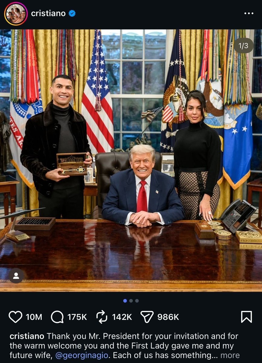 Cristiano Ronaldo just dropped a nuclear photo in the Oval Office with President Trump and it blew past 10 MILLION likes in four hours. That’s the kind of energy you cannot manufacture. The Left is furious because culture is slipping out of their hands and they know it. When the