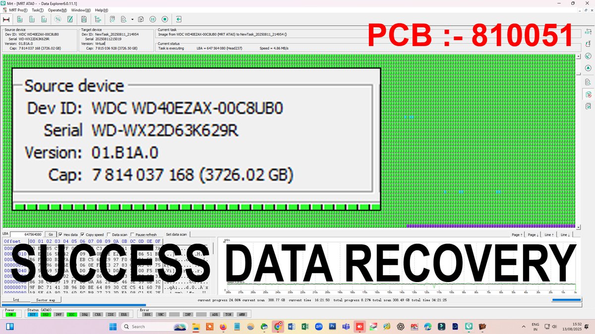 Description:Success Alert! 🔔 Perfect Data Recovery Lab, Mumbai recovered a massive 4TB Western Digital drive (WDC WD40EZAX)!

Problematic PCB 810051 bypassed. Data safe. 💾 Small file or large drive, we get DONE

Call +91 8734889671 to #DataRecovery #4TB #WDC #Mumbai #PerfectLab