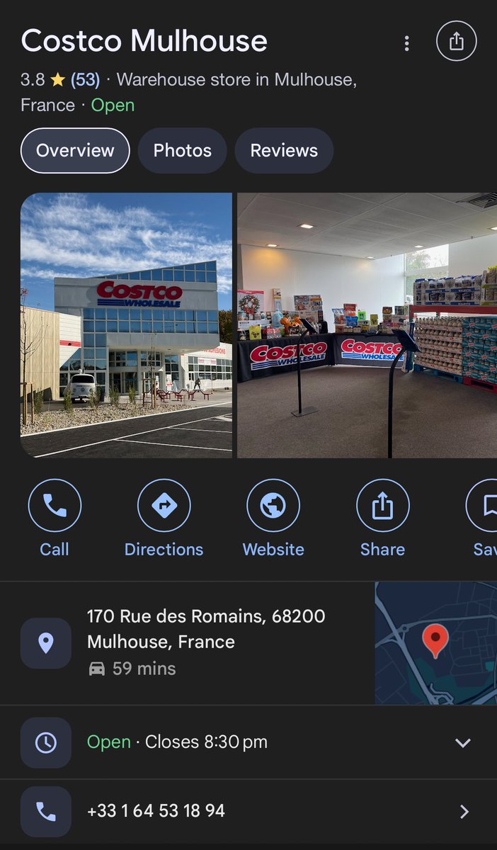 Costco가 프랑스 뮐루즈에 새 지점을 열었어요 🇫🇷 스위스에서 차로 1시간 거리에 있어요 🇨🇭

 그 전에 다른 사람들은 파리에 있었어요.