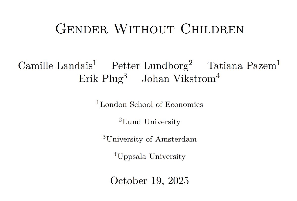 Çocuk sahibi olamayacağını ergenlikte öğrenen kadınların kariyerleri incelendi. 
Sonuç şaşırtıcı: Bu kadınlar eğitimde farklılaşmıyor ancak 30'lu yaşlarda gelirleri annelere fark atıp erkekleri yakalıyor. Gelir farkında sorun cinsiyet değil, bakım yükü.
