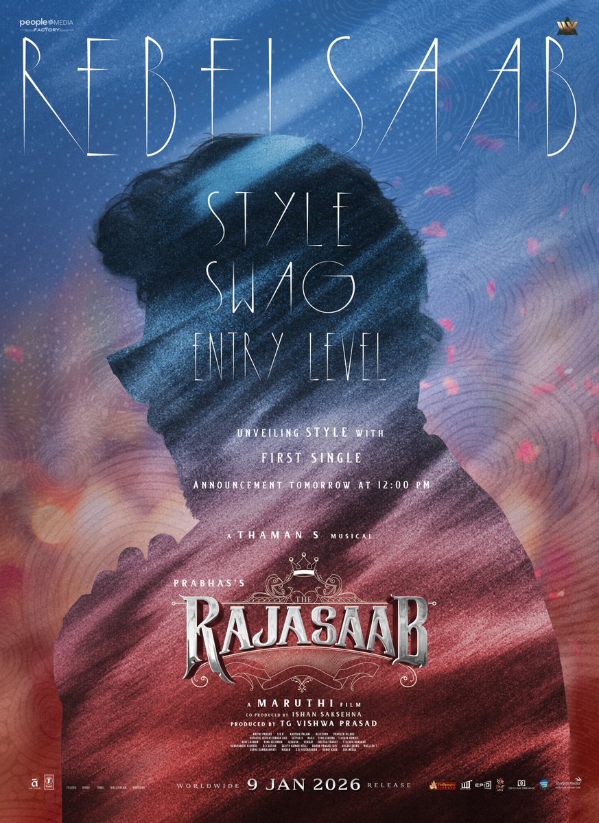 SKNonline's tweet image. The man of STYLE. 
The master of SWAG.
The KING of ENTRY LEVEL moments. 

LOCKED &amp;amp; LOADED. 🔥🔥🔥

#TheRajaSaab First Single #RebelSaab Release Date will be announced tomorrow at 12PM 📸

A @MusicThaman musical vibe 🎧

#TheRajaSaabArrivesIn50Days

#TheRajaSaabOnJan9th 

#Prabhas…