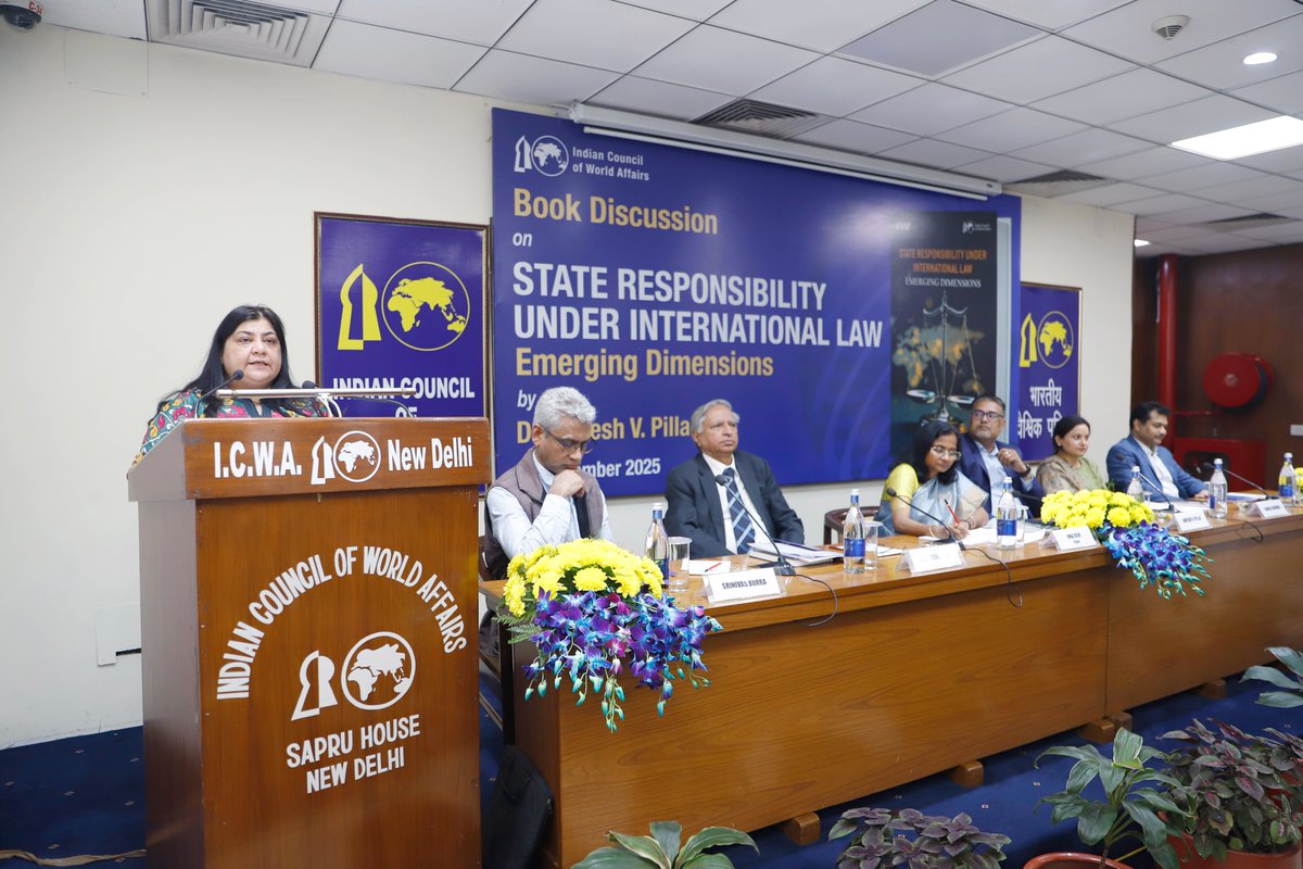 ICWA_NewDelhi's tweet image. #ICWA organised a #BookDiscussion on “State Responsibility Under International Law: Emerging Dimensions” 📙 by Dr. Aneesh V. Pillai, Associate Professor, Faculty of Legal Studies, Cochin University of Science &amp;amp; Technology @CUSATU1971, on 20 November 2025 at #SapruHouse.…