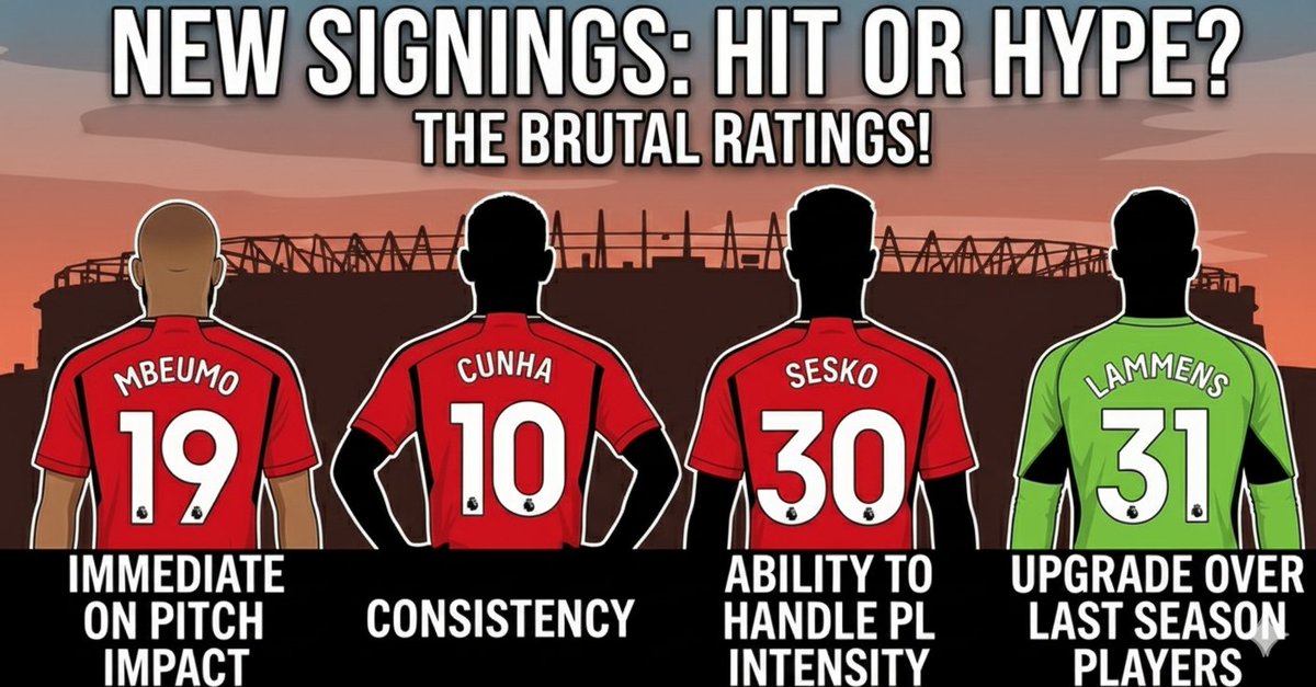 kotp2024's tweet photo. https://t.co/696osE0LJM

United’s big signings: Mbeumo, Cunha, Sesko &amp; Lammens - who’s been the best upgrade so far? Who still needs to step up? 🔥

We rated them on:
✅ Impact
✅ Consistency
✅ PL intensity
✅ Upgrade vs last season

#MUFC  #Lammens #ManUtd #Mbeumo #Cunha #Sesko https://t.co/JBMJDIRmHX