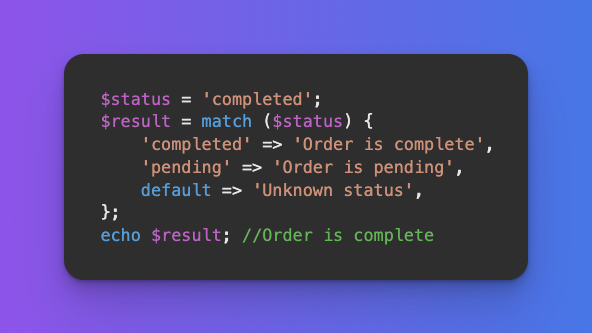 laravelbackpack's tweet image. #PHP Tip

Check out PHP 8&apos;s match expression for cleaner conditional logic.