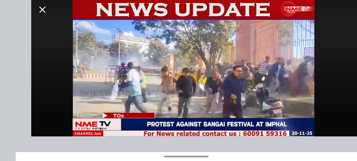nit_set's tweet image. The Union govt&apos;s attempt to create a mirage of peace and merry making in Manipur was shredded again today by the teargas shells. Tomorrow yet again a bandh has been called against the State organised Sangai festival.

The valley is inundated with Indian armed forces in fatigue…