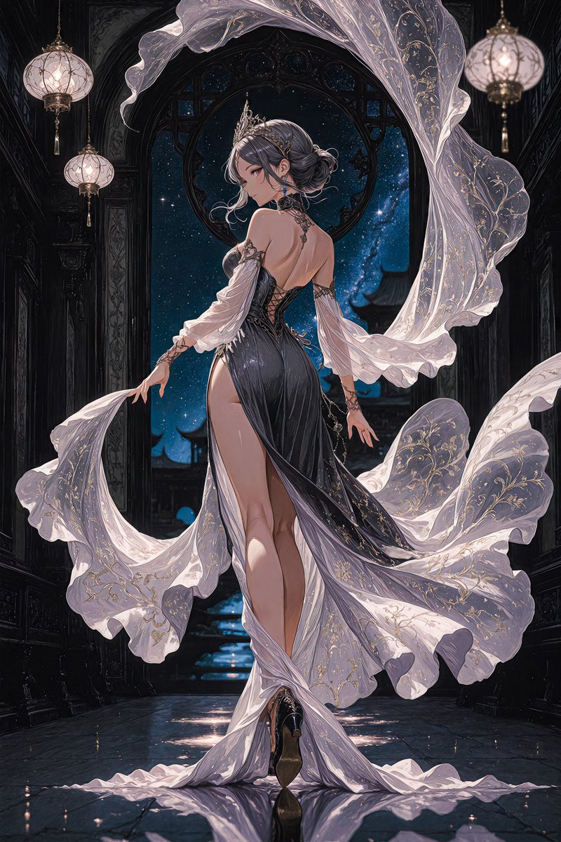 静寂の中でこそ、真の力は輝く。
闇はただ、美を讃える舞台。
Only within silence does true power shine.
The darkness exists merely to honor her beauty.