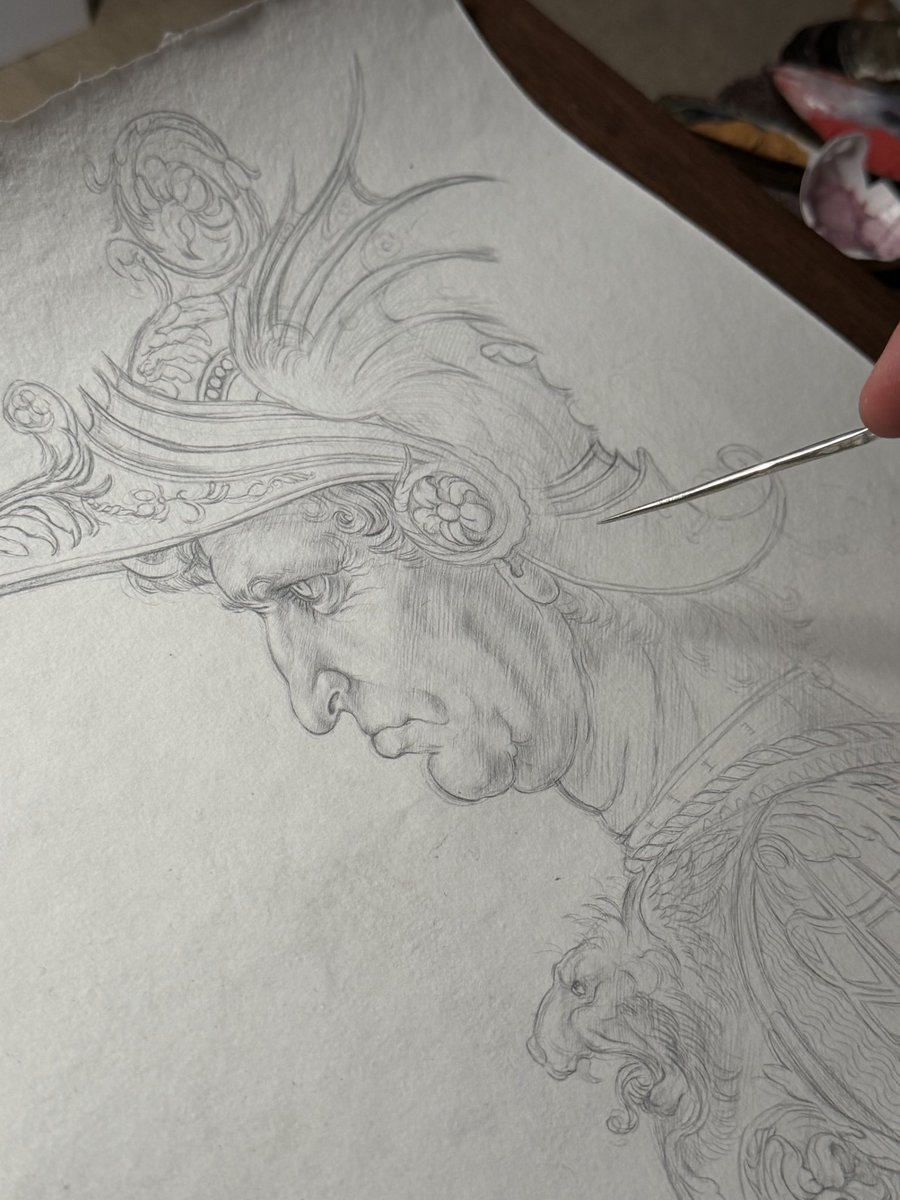 therenworkshop's tweet photo. Drawing in silverpoint after Leonardo https://t.co/I12efX7AUf