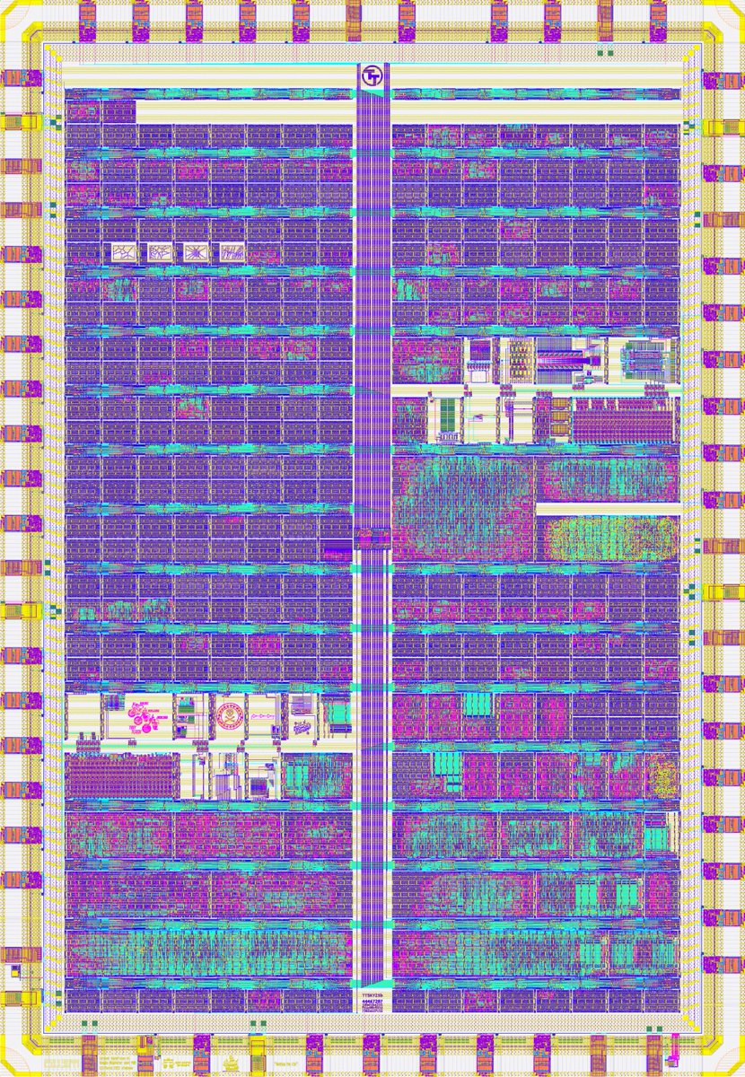 tinytapeout's tweet image. Our latest chip TTSKY25b is on the way to the foundry!

At 98% utilization, it includes a WSPR radio transmitter, a tiny GPU a uLinux capable RISCV SoC and so much more!