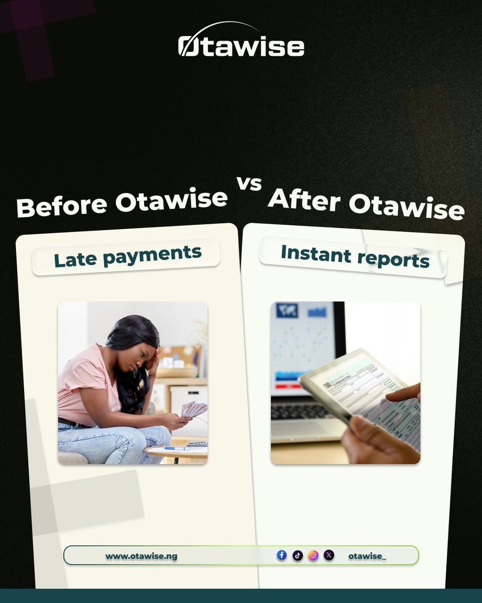 Otawise_'s tweet image. Running an accounting company doesn’t have to be stressful.

Otawise transforms your workflow with clarity, so you can focus on strategy, not spreadsheets.

Visit Otawise.ng to book a free demo today.
#Otawise #AccountingTools #NaijaAccountants #WorkSmarter…