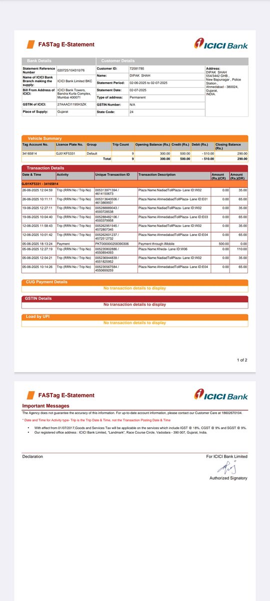 dshah64's tweet photo. @NHAI_Official Still today waiting @nhai @ICICIBank_Care both are not answering ? Both blaming each other .. https://t.co/i3sJuXlOtQ