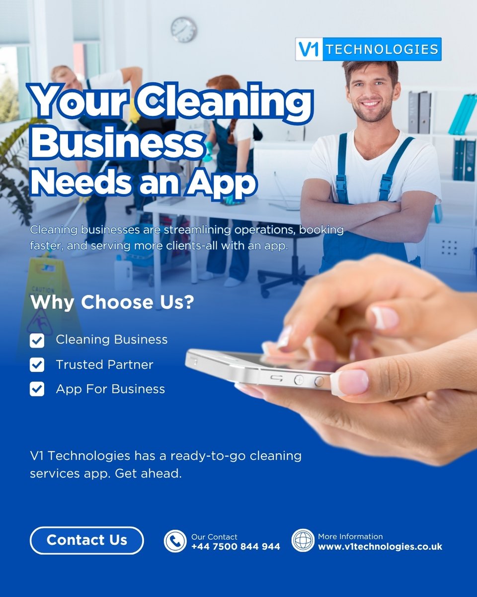 V1Technologies's tweet image. Cleaning businesses are streamlining operations, booking faster, and serving more clients — all with an app. If you don’t digitize now, you risk losing out. 

#CleaningBusiness #AppForBusiness #v1tech

🌐 Visit: v1technologies.co.uk