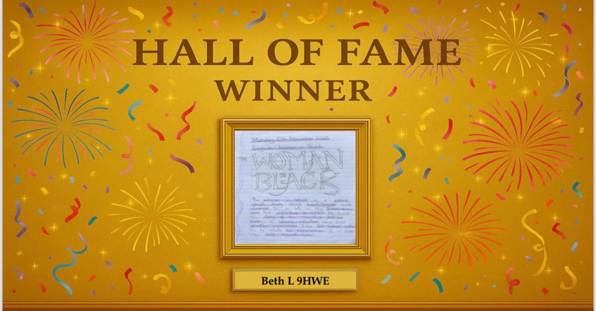 🏆 Another Hall of Fame star shines this week!

Well done to our latest winner for their fantastic home learning 🌟

Grab your voucher from Finance; you’ve earned it! 💪