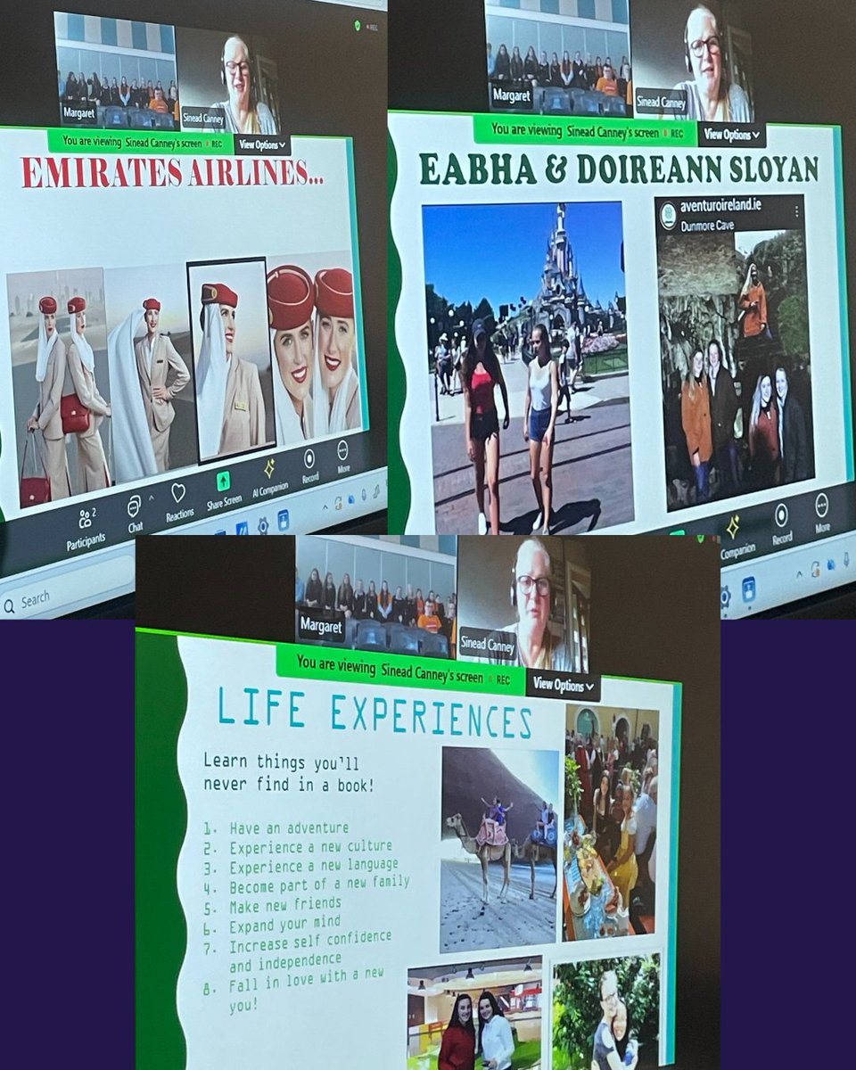 NenaghCollege's tweet photo. Day 4 #thinklanguages
A huge thank you to Sinead from Aventuro Ireland who joined us as our special guest speaker today. 🌍

#thinklanguages @ppli #community #travel #emirates #aventuroirelald @aventuroireland.ie @tipperaryetb ✈️💬
🙌 https://t.co/zbWWuUAccX